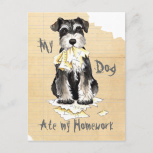Meine Miniatur Schnauzer Ate meine Hausaufgaben Postkarte