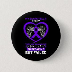 Meine Narben erzählen eine Geschichte Lila Fibromy Button