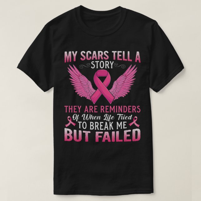 Meine Narben erzählen eine Geschichte von rosa Rib T-Shirt (Design vorne)