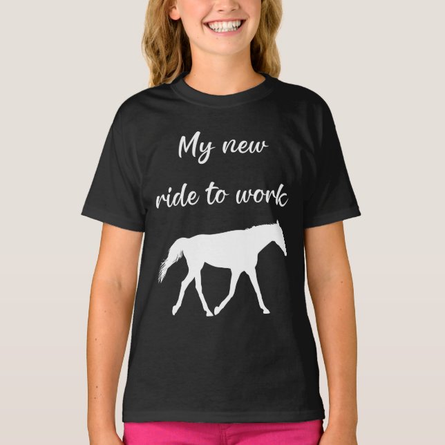 Meine neue Reise zur Arbeit bei Pferdefreude T-Shirt (Vorderseite)