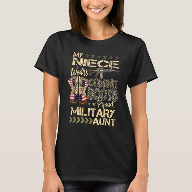 Meine Nichte trägt Kampfstiefel mit Proud-Tante T-Shirt (Vorderseite)