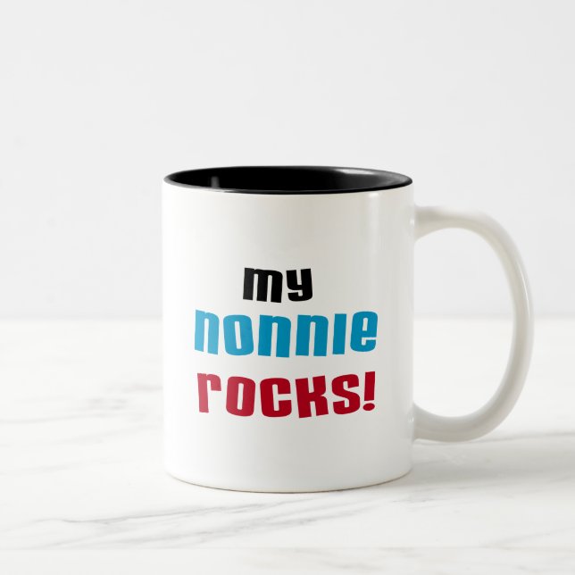 Meine Nonnie Rocks T - Shirt und Geschenke Zweifarbige Tasse (Rechts)
