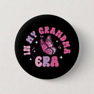 Meine Oma Era Funny Butterfly Groovy Retro Mutter Button