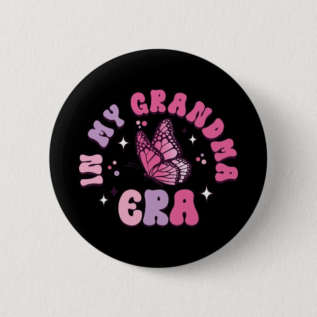 Meine Oma Era Funny Butterfly Groovy Retro Mutter Button (Vorderseite)