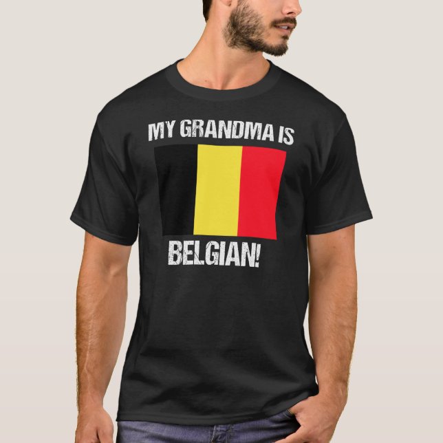 Meine Oma ist belgisches Flaggendesign T-Shirt (Vorderseite)