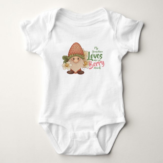 Meine Oma Liebe mir so Berry Much Strawberry Gnome Baby Strampler (Vorderseite)