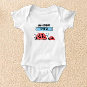 Meine Oma liebt mich Marienkäfer blau Baby Strampler