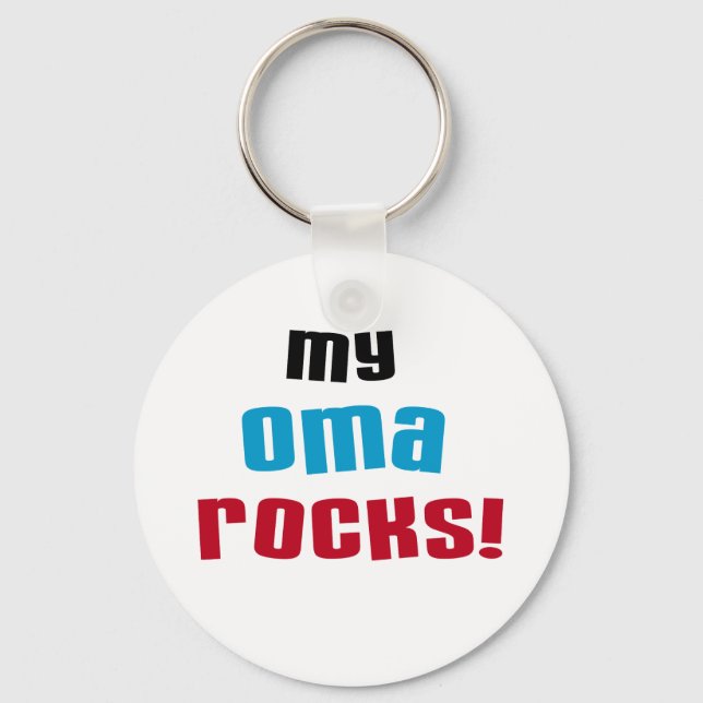Meine Oma Rocks T - Shirt und Geschenke Schlüsselanhänger (Vorderseite)