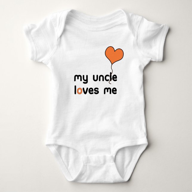 Meine Onkel-Lieben ich orange Herz-Ballon Baby Strampler (Vorderseite)