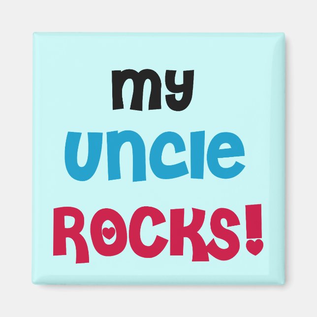 Meine Onkel Rocks T - Shirt und Geschenke Magnet (Vorne)