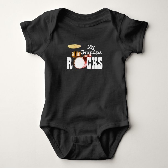 "Meine Opa Rocks!" mit Drum Set Baby Bodysuit Baby Strampler (Vorderseite)