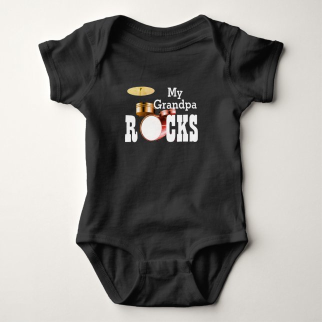 "Meine Opa Rocks!" mit Drum Set Baby Bodysuit Strampler (Vorderseite)
