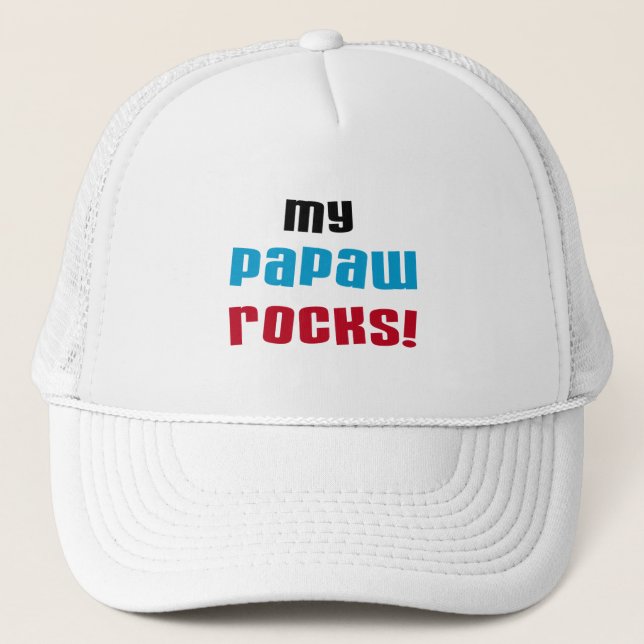 Meine Papaw Rocks T - Shirt und Geschenke Truckerkappe (Vorderseite)