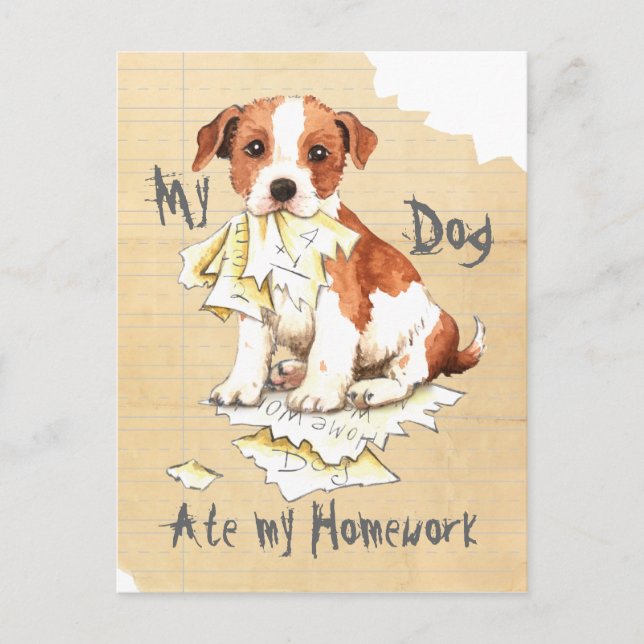 Meine Parson Russell Terrier Ate Meine Hausaufgabe Postkarte (Vorderseite)