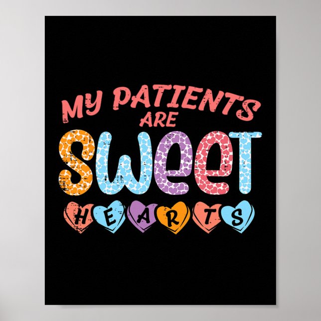 Meine Patienten süße Herzen Valentine Day Nurse Sc Poster (Vorne)