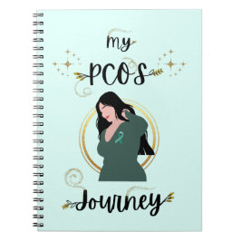 Meine PCOS Reise - Frau mit Aquamarinem Ribbon Gol Notizblock