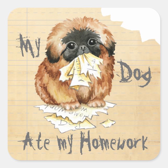 Meine Pekingese Ate My Hausaufgaben Quadratischer Aufkleber (Vorderseite)