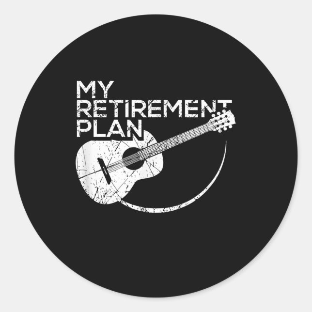 Meine Pensionsplan Gitarre Funny Musicians Runder Aufkleber (Vorderseite)