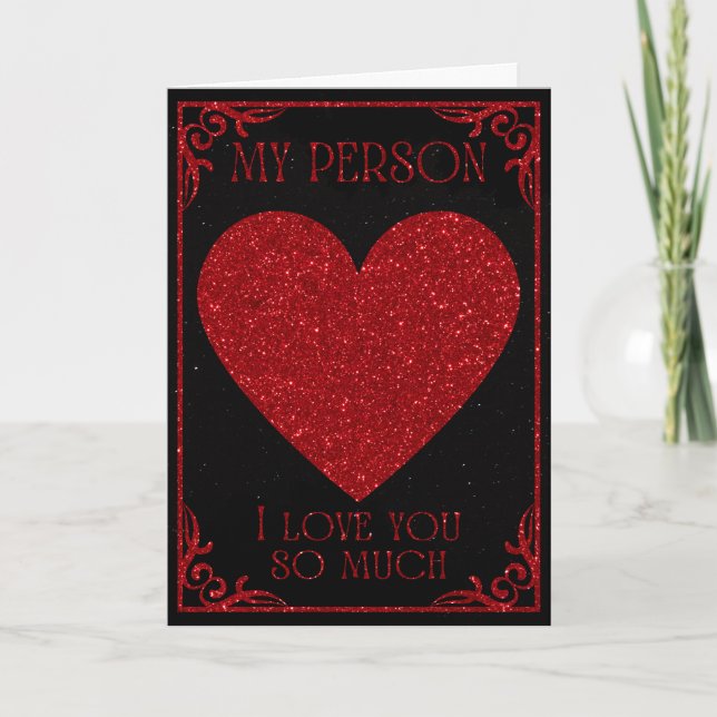Meine Person Glitzer Valentine Card Karte (Vorderseite)