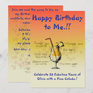 Meine Pina Colada Geburtstagsparty Einladung