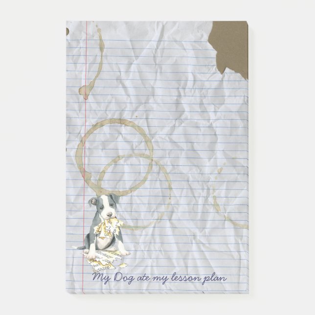 Meine Pitbull aß meinen Unterrichtsplan Post-it Klebezettel (Vorderseite)