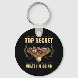 Meine Pool-Strategie ist Top Secret Funny Billiard Schlüsselanhänger