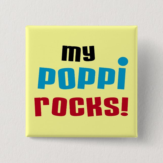 Meine Poppi Rocks T - Shirt und Geschenke Button (Vorderseite)