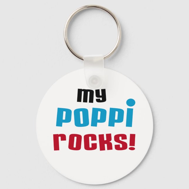 Meine Poppi Rocks T - Shirt und Geschenke Schlüsselanhänger (Vorderseite)