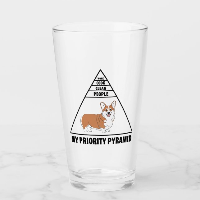 Meine Prioritätenpyramide Corgi Glas (Vorderseite)