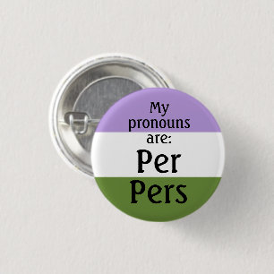 Meine Pronomen sind: Per Pers - genderqueer-Flagge Button
