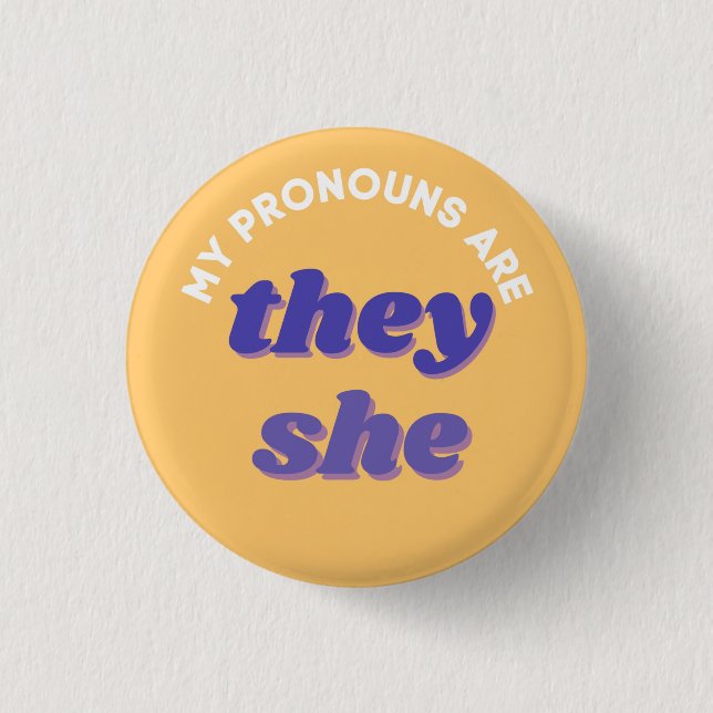 Meine Pronomen sind sie/sie Retro Pronoun Button (Vorderseite)
