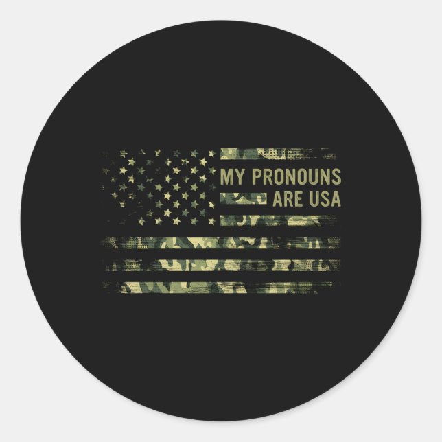 Meine Pronomen sind US-amerikanische Flagge am 4.  Runder Aufkleber (Vorderseite)