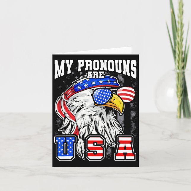 Meine Pronomen sind Usa Eagle American Funny 4. Ju Karte (Vorderseite)