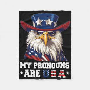 Meine Pronomen sind Usa Funny Eagle 4 Juli Amerika Fleecedecke