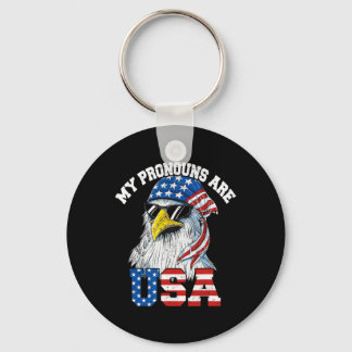 Meine Pronomen sind Usa Patriotic Eagle Funny 4. J Schlüsselanhänger