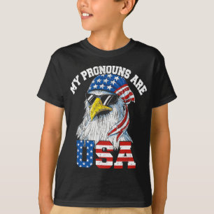 Meine Pronomen Sind Usa Patriotischer Adler Lustig T-Shirt