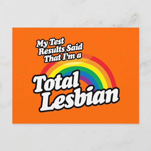 MEINE PRÜFERGEBNISSE SAGTEN LESBIAN POSTKARTE (Vorderseite)