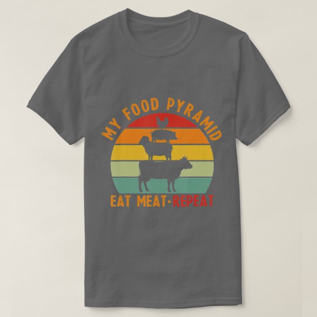 Meine Pyramide Essen Fleisch wiederholen Funny Mea T-Shirt (Design vorne)