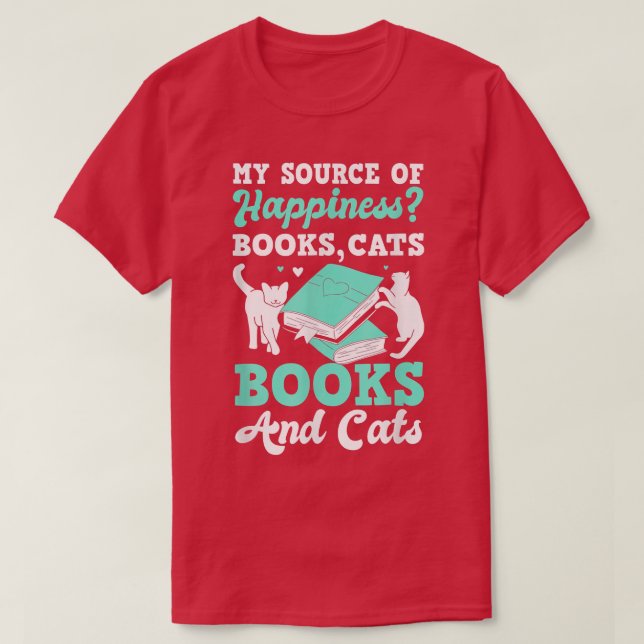 Meine Quelle des Glücks Katzenbuch Liebhaber lesen T-Shirt (Design vorne)