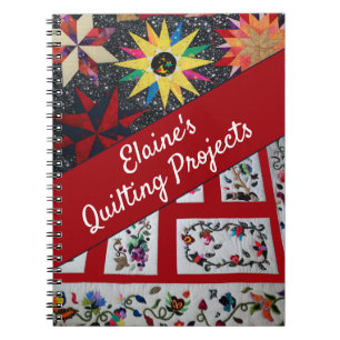 Meine Quiltprojekte farbiges Zitat, roter weißer T Notizblock