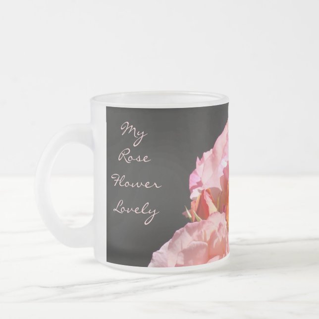 Meine Rosen-Blumen-reizenden GlasTassen-Rosa-Rosen Mattglastasse (Links)
