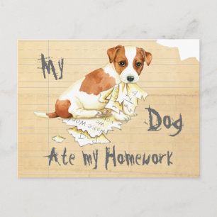 Meine Russell Terrier Ate Meine Hausaufgaben Postkarte