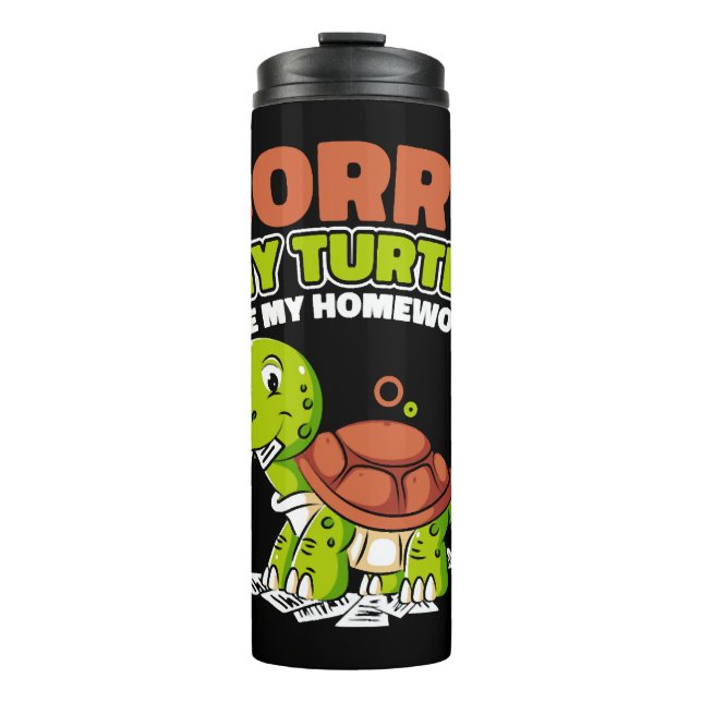 Meine Schildkröte hat meine Hausaufgaben aufgeblas Thermosbecher (Vorderseite)