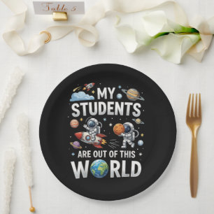 Meine Schüler sind in dieser Weltraumwelt unterweg Pappteller