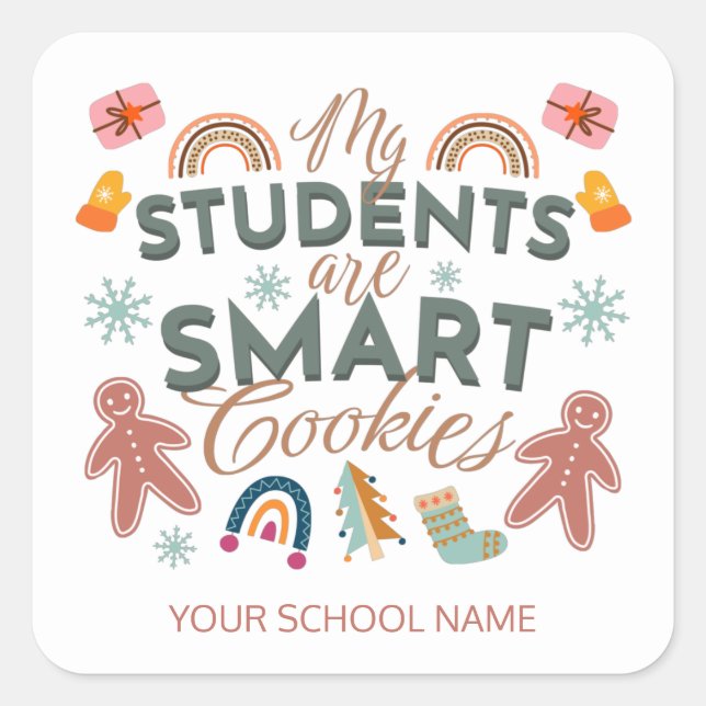 Meine Schüler sind kluge Cookies Boho Lehrer Quadratischer Aufkleber (Vorderseite)