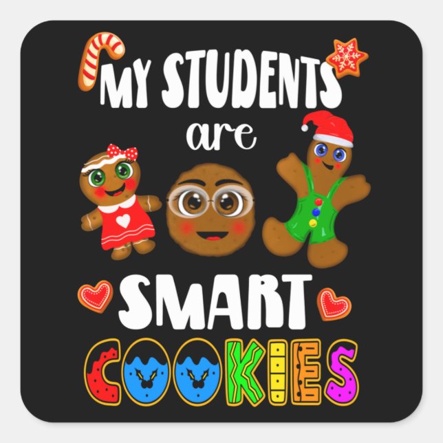 Meine Schüler sind Smart Cookies, Weihnachtsgesche Quadratischer Aufkleber (Vorderseite)