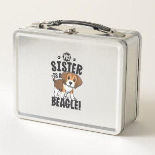 Meine Schwester ist ein Beagle Shirt Kinder Beagle Metall Brotdose