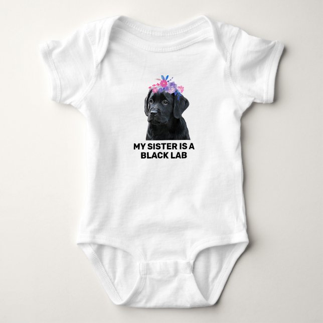 Meine Schwester ist ein schwarzer Baby-Bodysuit Baby Strampler (Vorderseite)