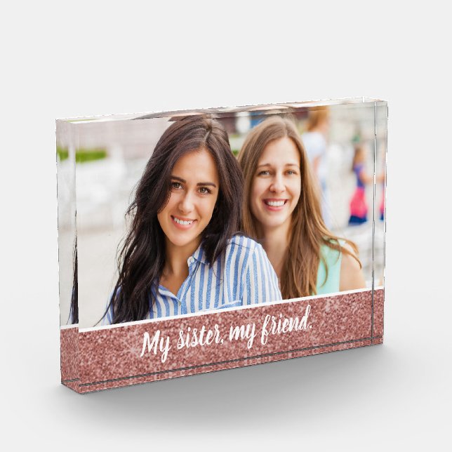 Meine Schwester, mein Freund Elegante Rose Gold Gl Fotoblock (Links)