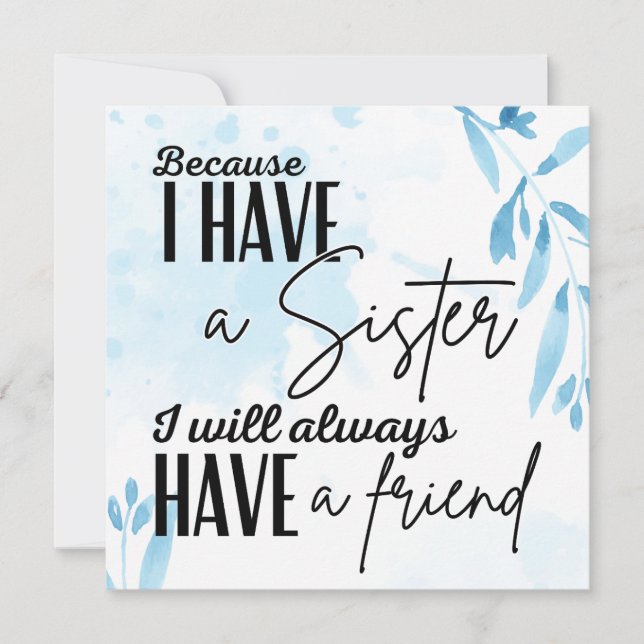 Meine Schwester, mein Freund Mitteilungskarte (Vorderseite)